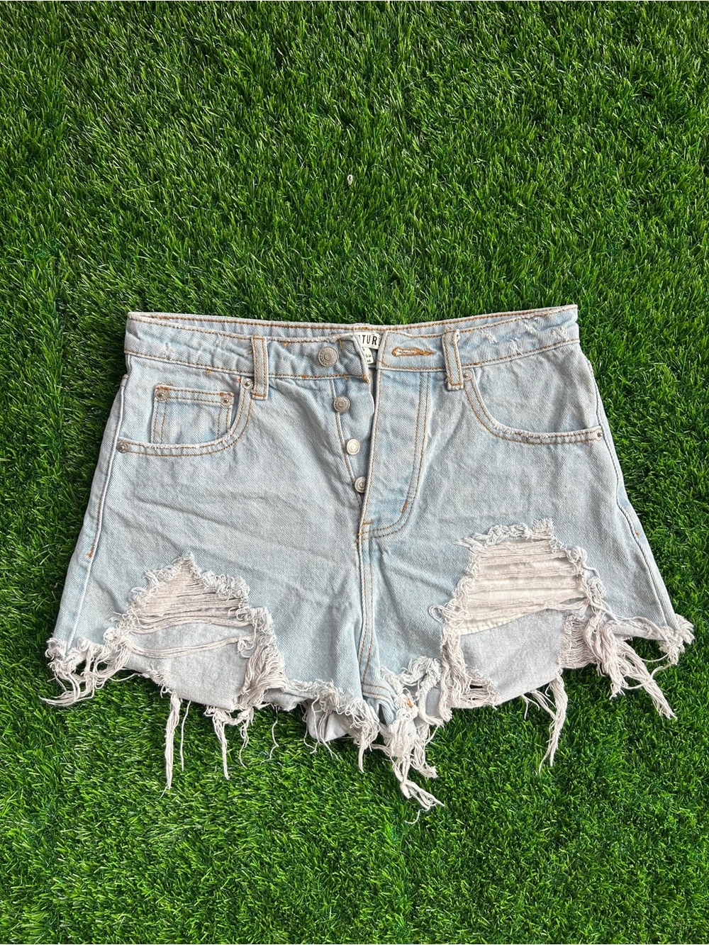 Signature8 Light Blue Distressed Denim Shorts